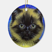 Van Gogh Sterrennacht Siamese kat Keramisch Ornament (Links)