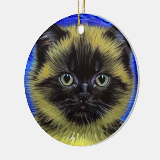Van Gogh Sterrennacht Siamese kat Keramisch Ornament (Links)