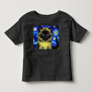 Van Gogh Sterrennacht Siamese kat Kinder Shirts