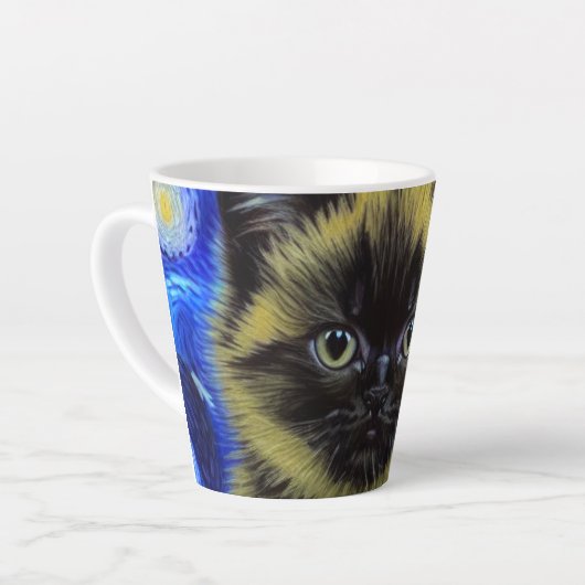 Van Gogh Sterrennacht Siamese kat Latte Mok (Linkerhoek)