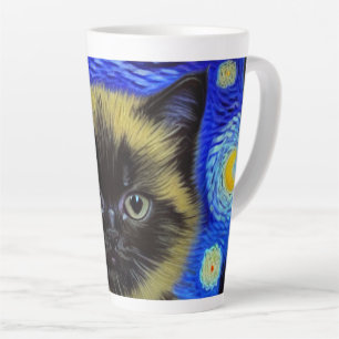 Van Gogh Sterrennacht Siamese kat Latte Mok