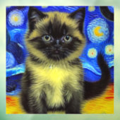 Van Gogh Sterrennacht Siamese kat Raamsticker (Vel 3)