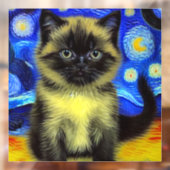 Van Gogh Sterrennacht Siamese kat Raamsticker (Vel 2)