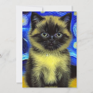 Van Gogh Sterrennacht Siamese kat Save The Date