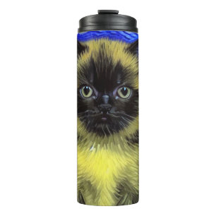 Van Gogh Sterrennacht Siamese kat Thermosbeker