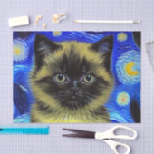 Van Gogh Sterrennacht Siamese kat Tissuepapier (Craft)