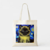 Van Gogh Sterrennacht Siamese kat Tote Bag (Achterkant)