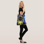 Van Gogh Sterrennacht Siamese kat Tote Bag (Op model)