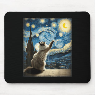 Van Gogh Sterrennacht Style Artistic Ragdoll Cat Muismat