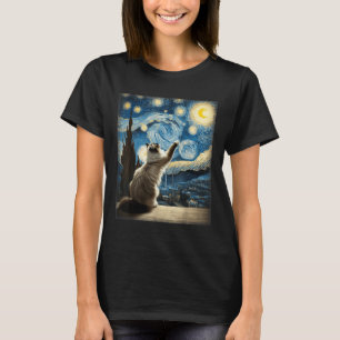 Van Gogh Sterrennacht Style Artistic Ragdoll Cat T-shirt