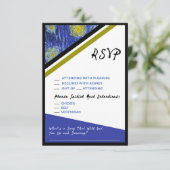 Van Gogh Sterrennacht Style RSVP trouwbehuizing (Staand voorkant)