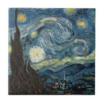 Van Gogh Sterrennacht Tegeltje<br><div class="desc">Vincent Van Gogh beroemd schilderij sterrennacht</div>