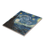 Van Gogh Sterrennacht Tegeltje<br><div class="desc">Vincent Van Gogh Sterrennacht meesterwerk, kunstwerk over moderne producten uit Zazilicious</div>