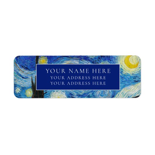VAN GOGH "STERRENNACHT" TERUGKERNADRESETIKET ETIKET (Voorkant)
