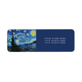 VAN GOGH "STERRENNACHT" TERUGKERNADRESETIKET ETIKET