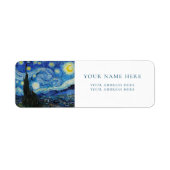 VAN GOGH "STERRENNACHT" TERUGKERNADRESETIKET ETIKET (Voorkant)