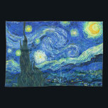 van gogh sterrennacht theedoek<br><div class="desc">Van Gogh's beroemde schilderij,  "De Sterrennacht". Van Gogh schilderde tijdens zijn verblijf in het asiel van Saint Remy in de jaren tachtig de rolheuvels en de cyperbomen die hij uit zijn raam zag.  Digitaal verbeterd door PixDezines.  Copyright © 2008-2016 PixDezines.com™ en PixDezines™ op zazzle.com. Alle rechten voorbehouden.</div>