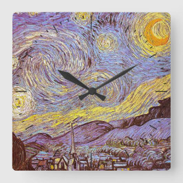 Van Gogh Sterrennacht Time-stuk Vierkante Klok