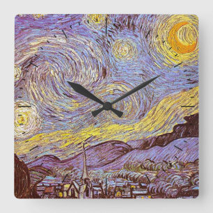 Van Gogh Sterrennacht Time-stuk Vierkante Klok