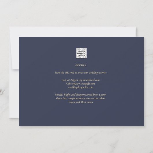 Van Gogh Sterrennacht Trouwkaart QR Code RSVP Kaart (Achterkant)