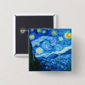 Van Gogh Sterrennacht Vierkante Button 5,1 Cm (Voorkant /achterkant)