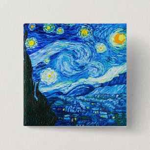 Van Gogh Sterrennacht Vierkante Button 5,1 Cm