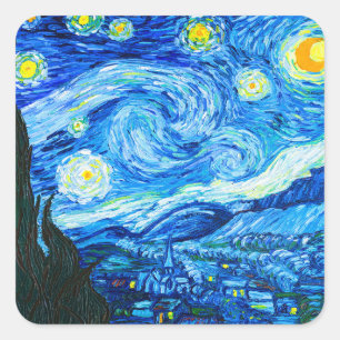 Van Gogh Sterrennacht Vierkante Sticker