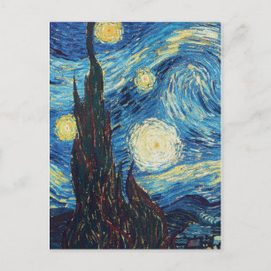 Van Gogh Sterrennacht Vintage Blauw Meesterwerk Briefkaart