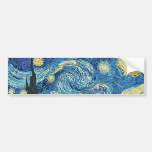 Van Gogh Sterrennacht Vintage Blauw Meesterwerk Bumpersticker