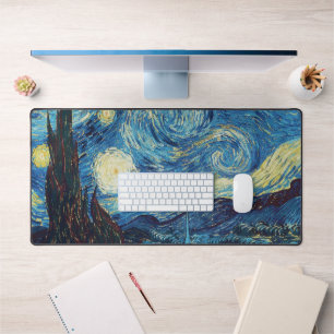 Van Gogh Sterrennacht Vintage Blauw Meesterwerk Bureaumat