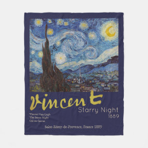 Van Gogh Sterrennacht Vintage Blauw Meesterwerk Fleece Deken