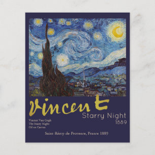 Van Gogh Sterrennacht Vintage Blauw Meesterwerk Flyer