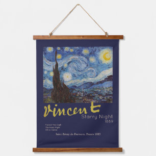 Van Gogh Sterrennacht Vintage Blauw Meesterwerk Hangend Wandkleed