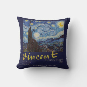 Van Gogh Sterrennacht Vintage Blauw Meesterwerk Kussen