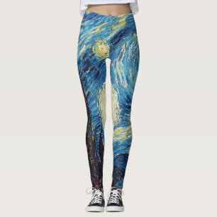 Van Gogh Sterrennacht Vintage Blauw Meesterwerk Leggings