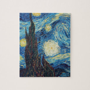 Van Gogh Sterrennacht Vintage Blauw Meesterwerk Legpuzzel