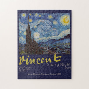 Van Gogh Sterrennacht Vintage Blauw Meesterwerk Legpuzzel