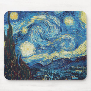 Van Gogh Sterrennacht Vintage Blauw Meesterwerk Muismat