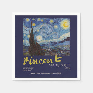 Van Gogh Sterrennacht Vintage Blauw Meesterwerk Servet