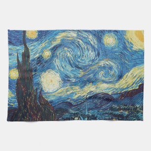 Van Gogh Sterrennacht Vintage Blauw Meesterwerk Theedoek