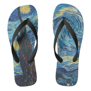 Van Gogh Sterrennacht Vintage Blauwe Meesterwerk Teenslippers