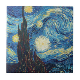 Van Gogh Sterrennacht Vintage Blauwe Meesterwerk Tegeltje