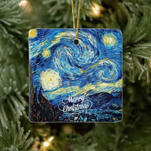 Van Gogh-Sterrennacht, Vrolijk kerstfeest, Keramisch Ornament (Boom)