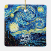 Van Gogh-Sterrennacht, Vrolijk kerstfeest, Keramisch Ornament (Achterkant)