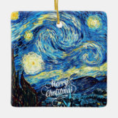 Van Gogh-Sterrennacht, Vrolijk kerstfeest, Keramisch Ornament (Voorkant)