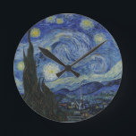 Van Gogh Sterrennacht wandklok<br><div class="desc">Vincent van Goghs is een mooi kunstmeesterwerk op een klok voor je muur.</div>