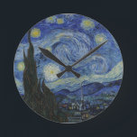 Van Gogh Sterrennacht wandklok<br><div class="desc">Vincent van Goghs is een mooi kunstmeesterwerk op een klok voor je muur.</div>