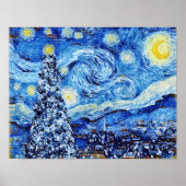 Van Gogh Sterrennacht - Witte kerstboom Poster (Voorkant)