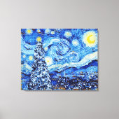 Van Gogh Sterrennacht - Witte kerstboomkappen Canvas Afdruk (Voorkant)
