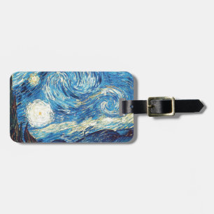 van gogh sterrige nacht 1889 Vintage Art. Bagagelabel